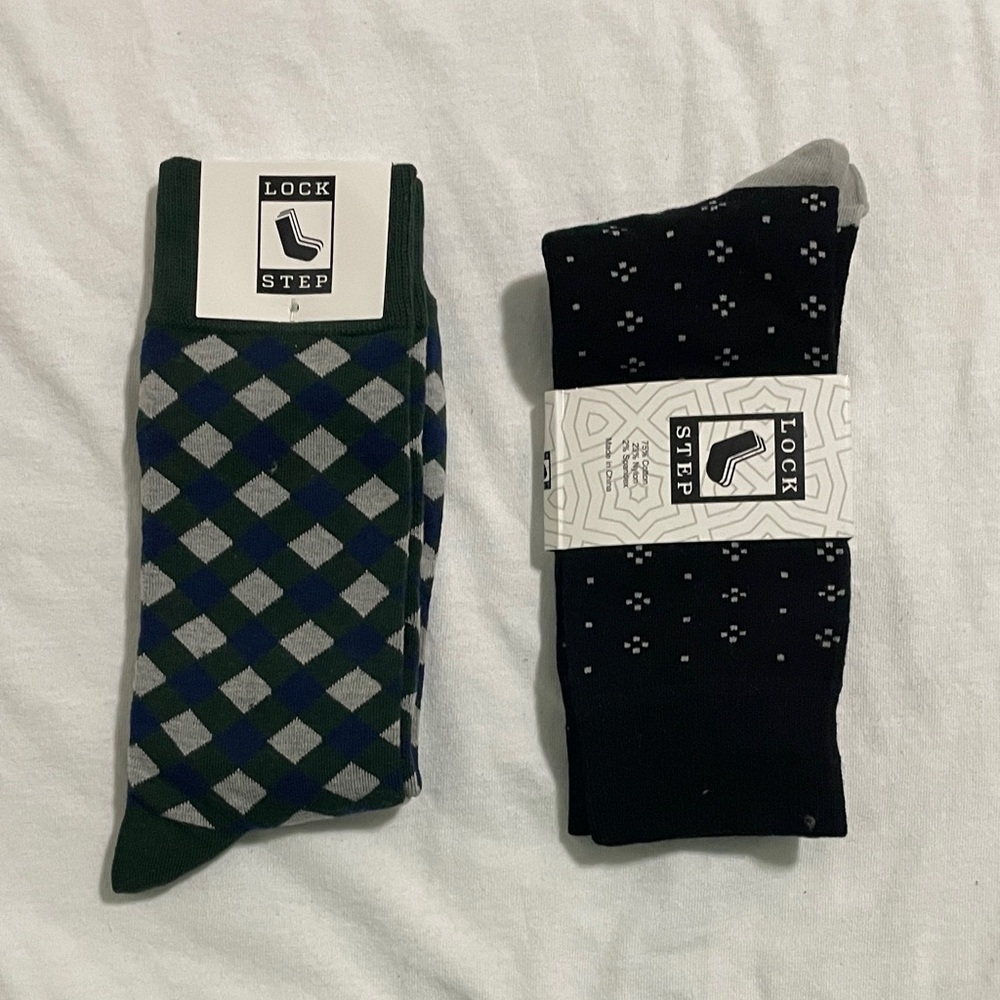 Club Room Men’s Dress Socks - Green Argyle & Black Microdot (2-Pack)